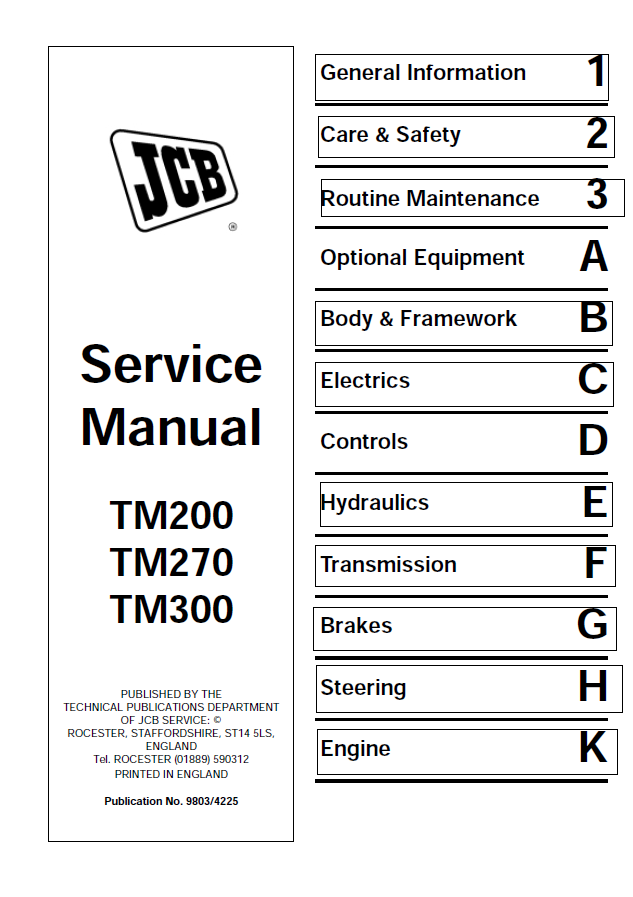 Manual de Reparación Cargador Agricola JCB TM200 TM270 TM300