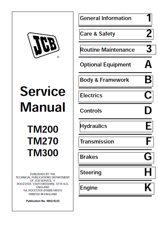 Manual de Reparación Cargador Agricola JCB TM200 TM270 TM300