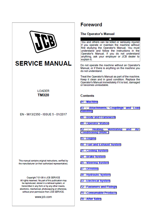Manual de Reparación Cargador Telescopico JCB TM320