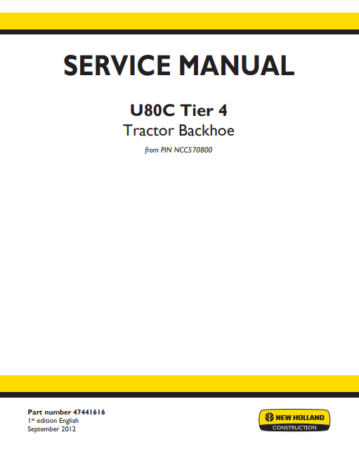 Manual de Reparación Cargador New Holland U80C Tier 4