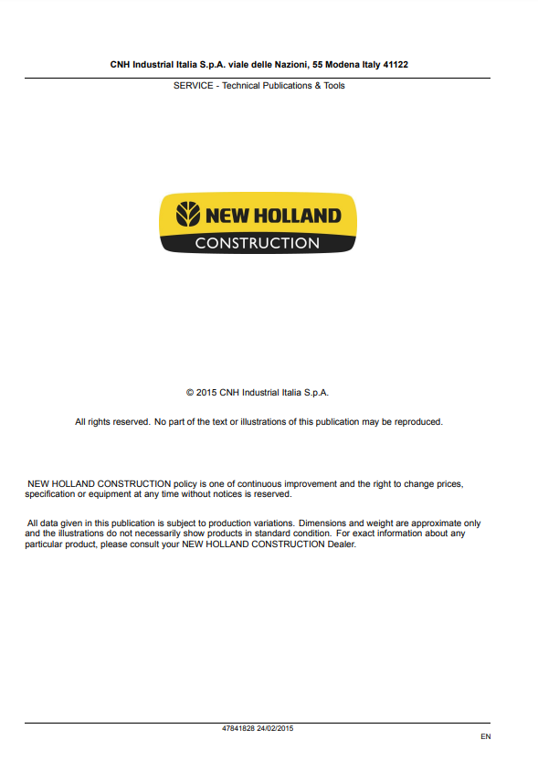 Manual de Reparación Cargador New Holland W130C, W170C Tier 4B