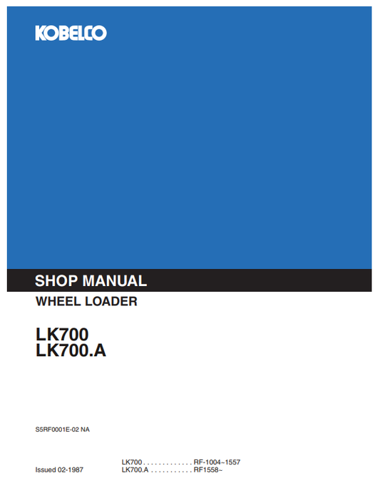 Manual de Reparación Cargadores Kobelco LK700, LK700A