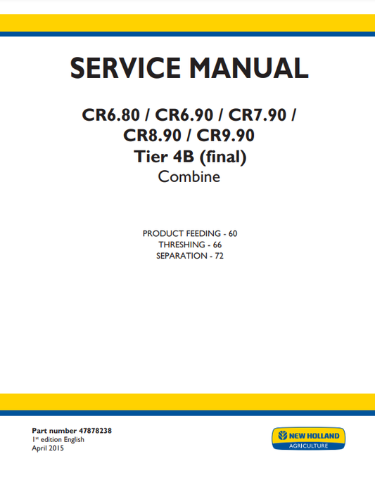 Manual de Reparación Cosechadora New Holland CR6.80, CR6.90, CR7.90, CR8.90, CR9.90
