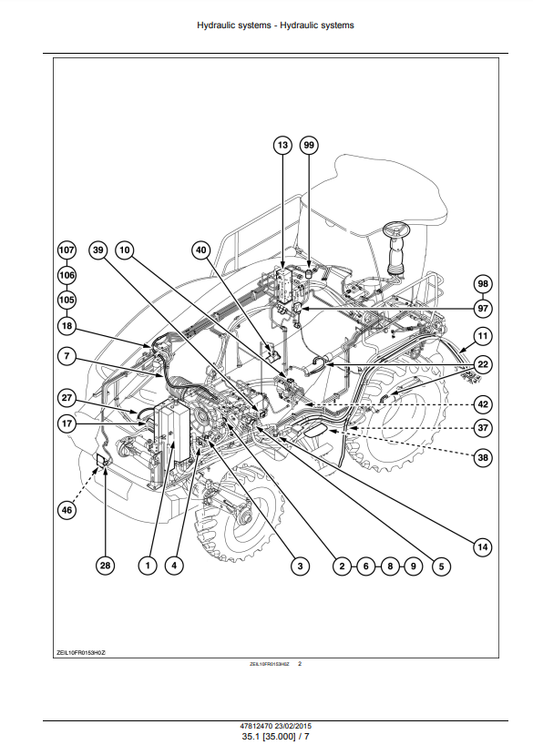 Manual de Reparación Cosechadora New Holland FR450, FR500, FR600, FR700, FR850 (Sistemas Hidraulicos)