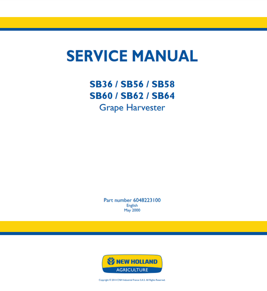 Manual de Reparación Cosechadora New Holland SB36, SB56, SB58, SB60, SB62, SB64
