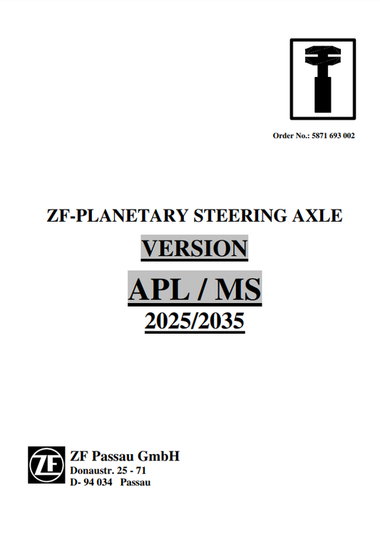 Manual de Reparación Eje de Transmisón Planetaria ZF - Version APL-MS 2025, 2035