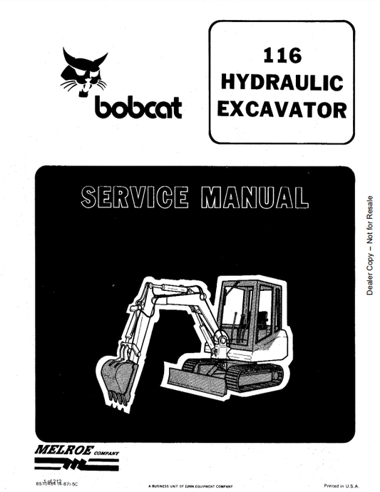 Manual de Reparación Excavadora Bobcat 116