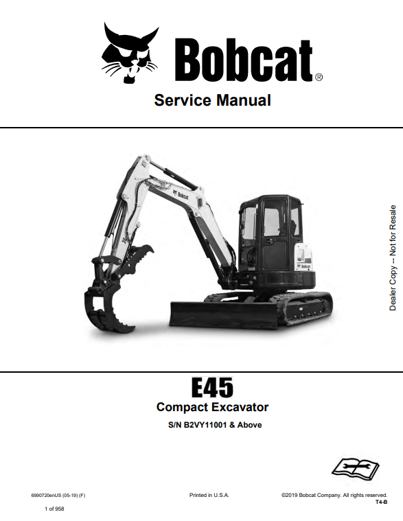 Manual de Reparación Excavadora Bobcat E45