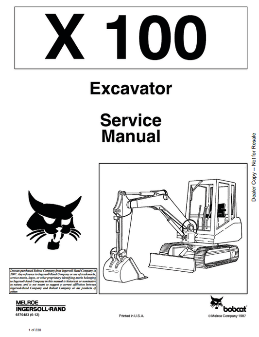 Manual de Reparación Excavadora Bobcat X100