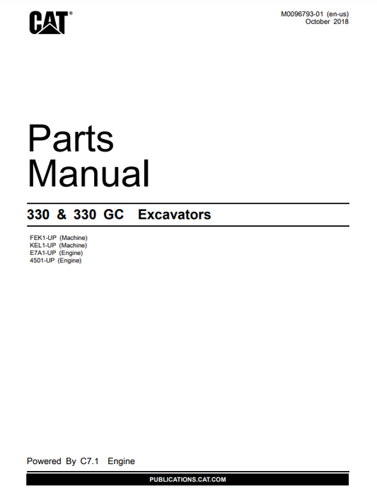 Manual de Reparación Excavadora Caterpillar 330, 330GC