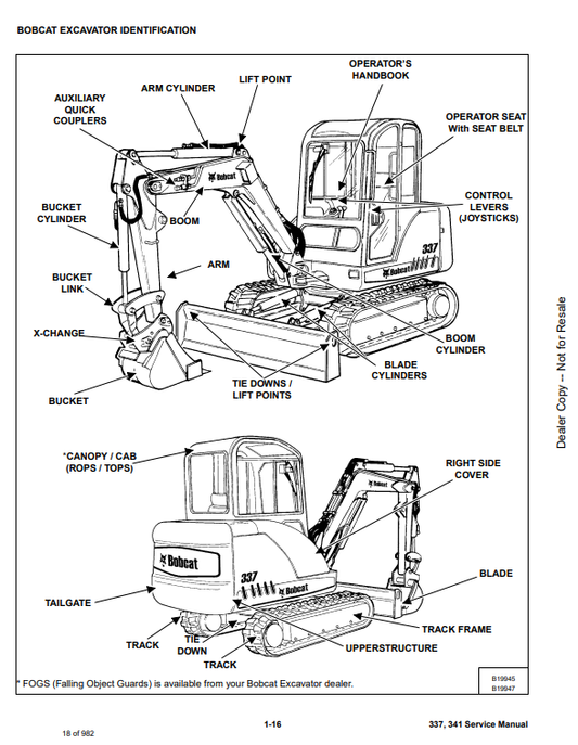 Manual de Reparación Excavadora Compacta Bobcat 337, 341