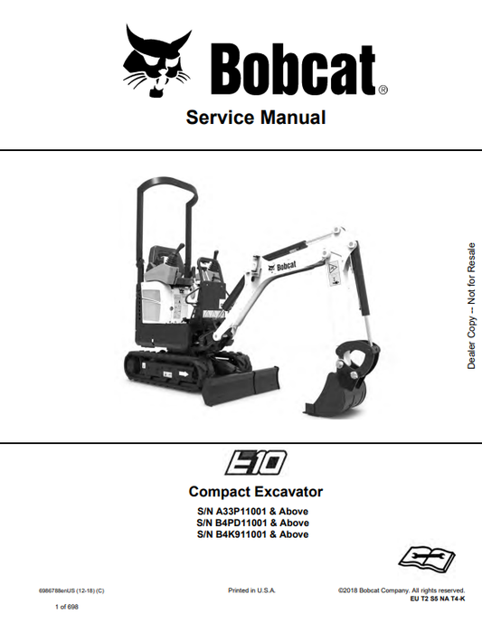 Manual de Reparación Excavadora Compacta Bobcat E10