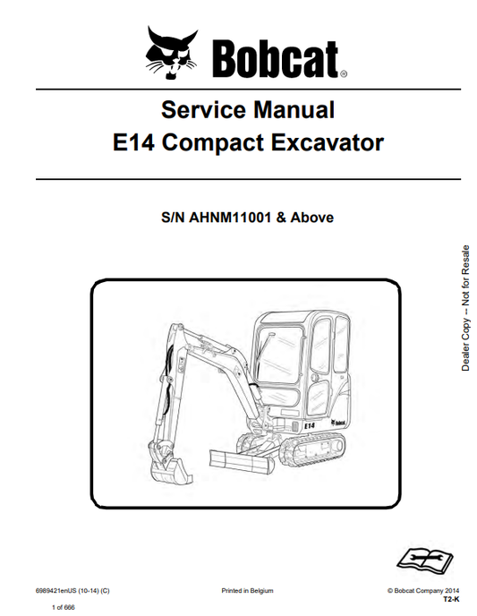 Manual de Reparación Excavadora Compacta Bobcat E14