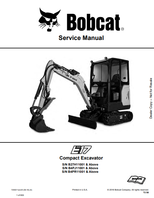 Manual de Reparación Excavadora Compacta Bobcat E17z