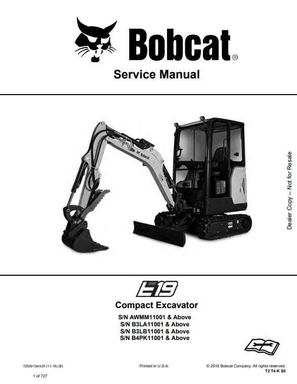 Manual de Reparación Excavadora Compacta Bobcat E19