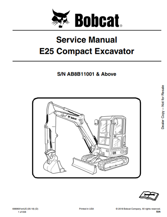 Manual de Reparación Excavadora Compacta Bobcat E25