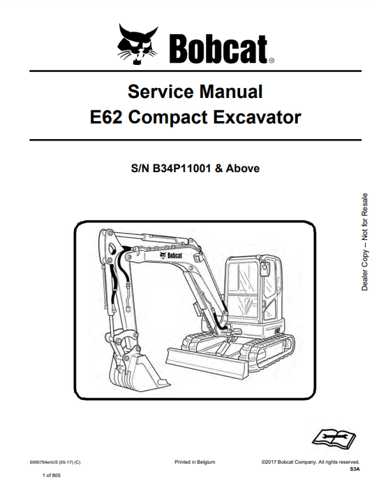 Manual de Reparación Excavadora Compacta Bobcat E62