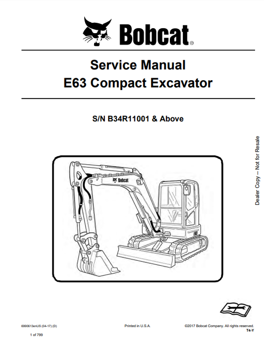 Manual de Reparación Excavadora Compacta Bobcat E63