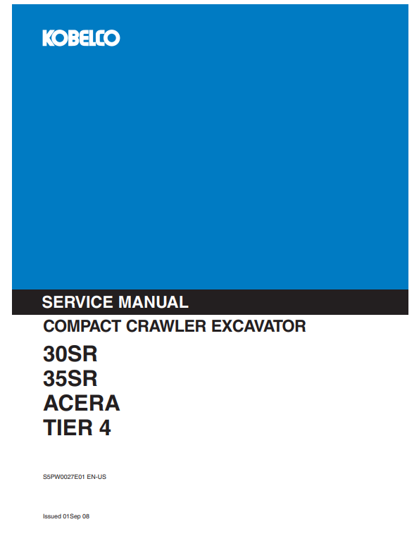 Manual de Reparación Excavadora Compacta Kobelco 30SR, SR35 Tier 4