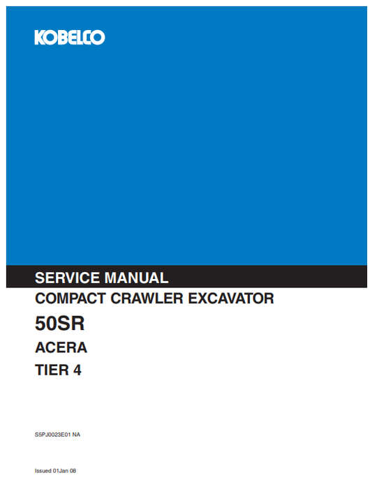 Manual de Reparación Excavadora Compacta Kobelco 50SR ACERA TIER 4