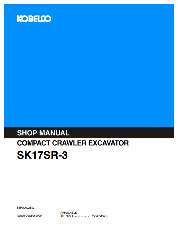 Manual de Reparación Excavadora Compacta Kobelco SK17SR-3