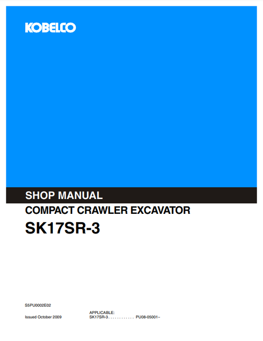 Manual de Reparación Excavadora Compacta Kobelco SK17SR-3