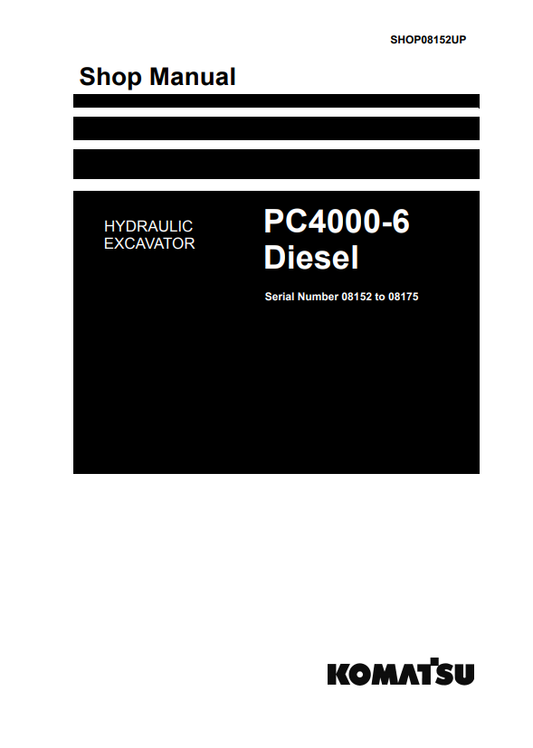 Manual de Reparación Excavadora Diesel Komatsu PC4000-6
