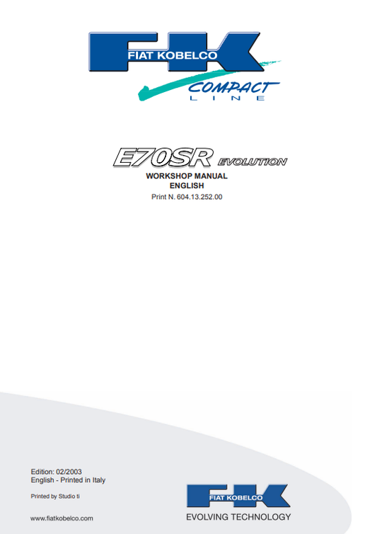 Manual de Reparación Excavadora Fiat - Kobelco E70SR Evolution