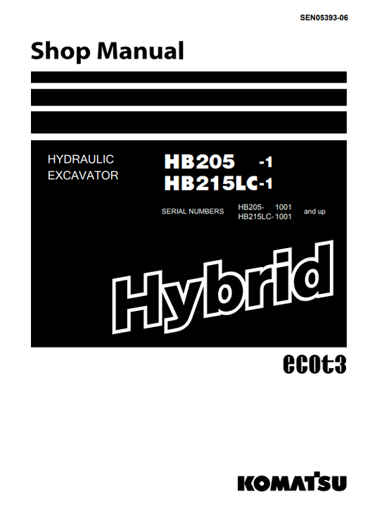 Manual de Reparación Excavadora Hibrida Komatsu HB205-1 , HB215LC-1