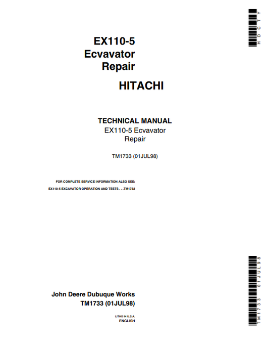 Manual de Reparación Excavadora Hitachi EX100-5