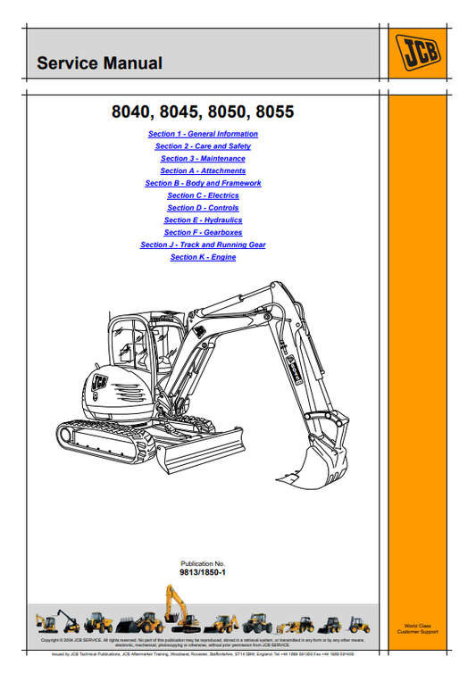 Manual de Reparación Excavadora JCB 8040, 8045, 8050, 8055