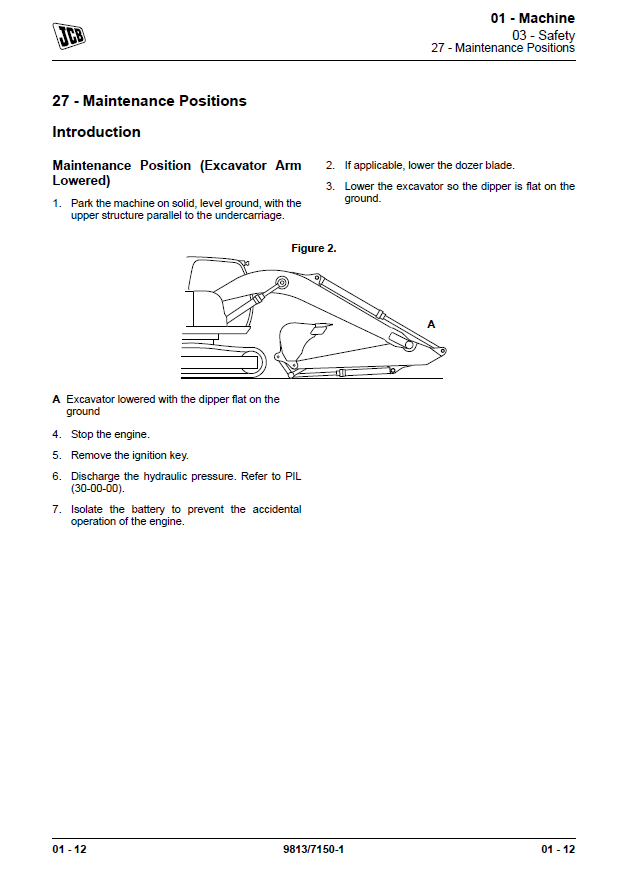 Manual de Reparación Excavadora JCB JS115, JS130, JS131, JS145, JS160, JS180, JS190