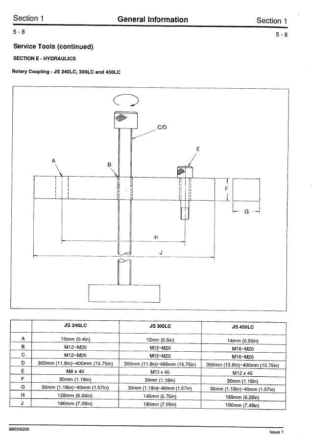 Manual de Servicios Excavadora JCB JS200LC, JS240LC, JS300LC, JS450LC