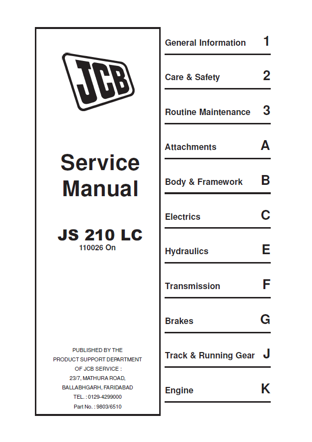 Manual de Reparación Excavadora JCB JS210
