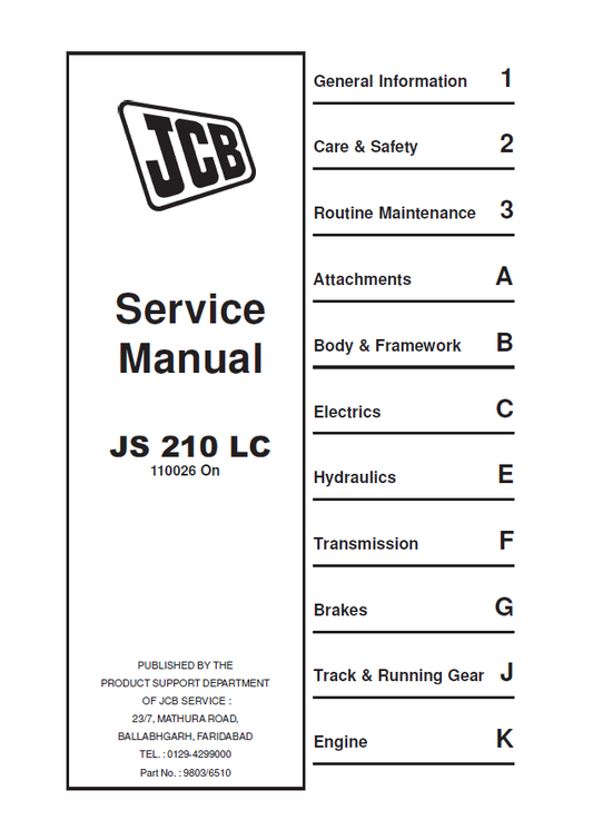 Manual de Reparación Excavadora JCB JS210