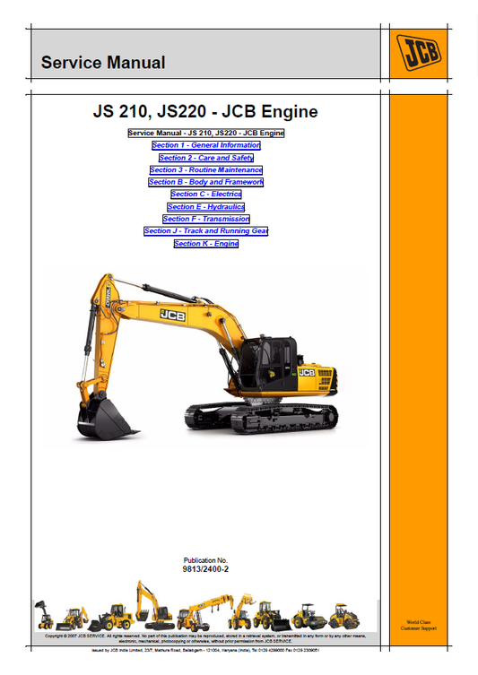 Manual de Servicios Excavadora JCB JS210, JS220 Motor