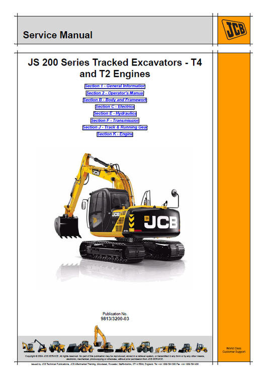 Manual de Reparación Excavadora JCB JS serie 200 (motor T4 y T2)