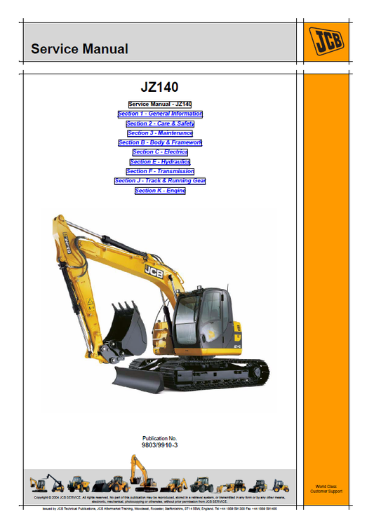 Manual de Servicios Excavadora JCB JZ140