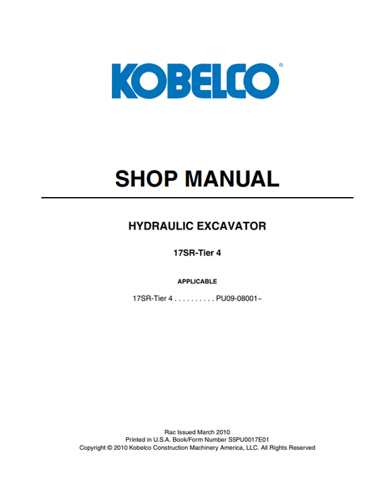 Manual de Reparación Excavadora Kobelco 17SR-Tier 4
