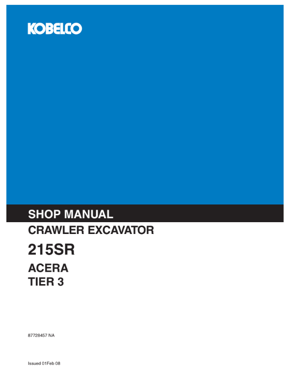 Manual de Reparación Excavadora Kobelco 215SR ACERA Tier 3