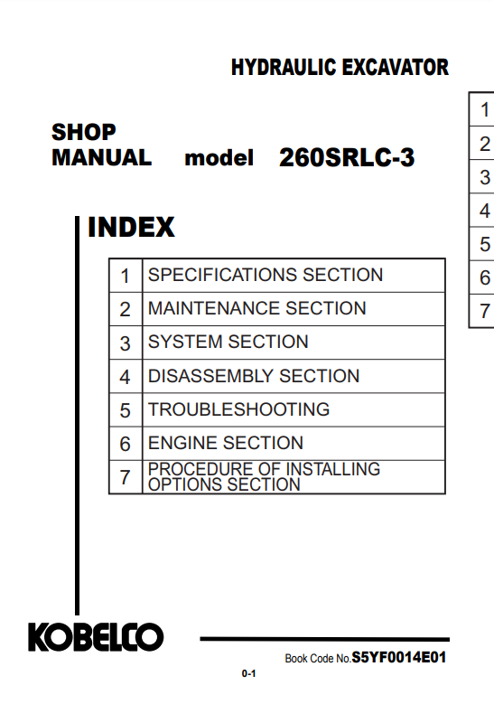 Manual de Reparación Excavadora Kobelco 260SRLC-3
