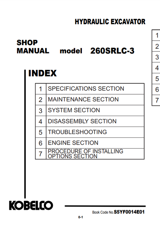 Manual de Reparación Excavadora Kobelco 260SRLC-3