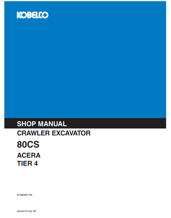 Manual de Reparación Excavadora Kobelco 80CS Tier 4