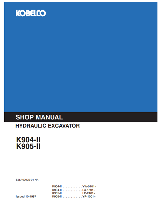 Manual de Reparación Excavadora Kobelco K904-II, K905-II