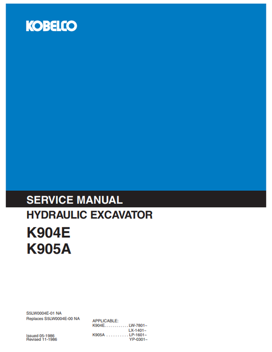 Manual de Reparación Excavadora Kobelco K904E, K905A