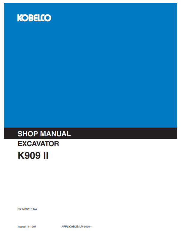 Manual de Reparación Excavadora Kobelco K909-II