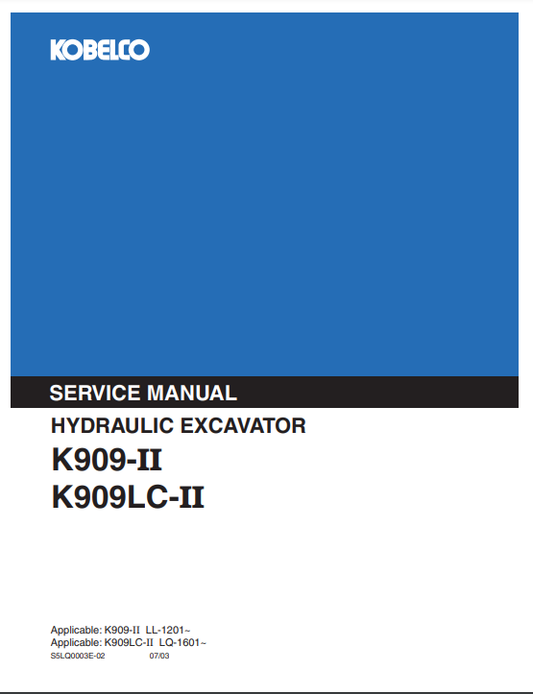 Manual de Reparación Excavadora Kobelco K909-II , K909LC-II