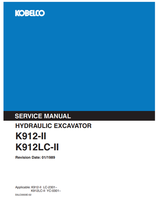 Manual de Reparación Excavadora Kobelco K912-II, K912LC-II