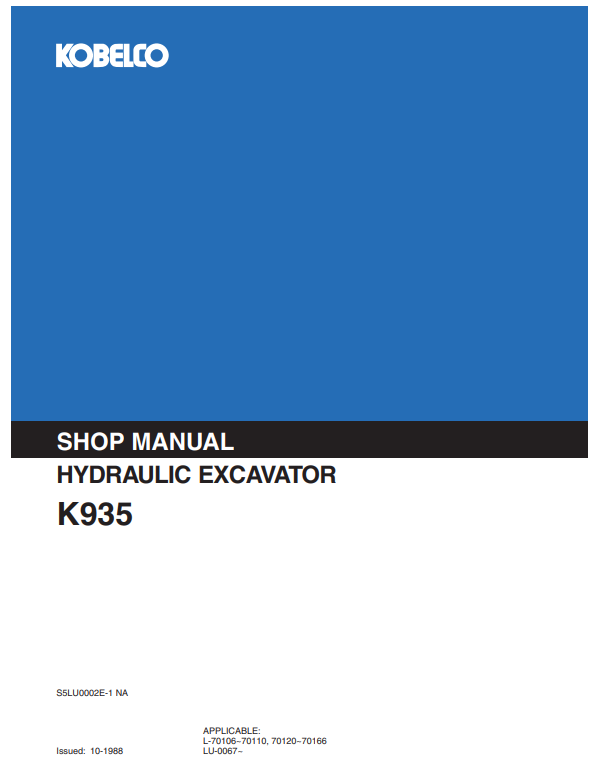 Manual de Reparación Excavadora Kobelco K935