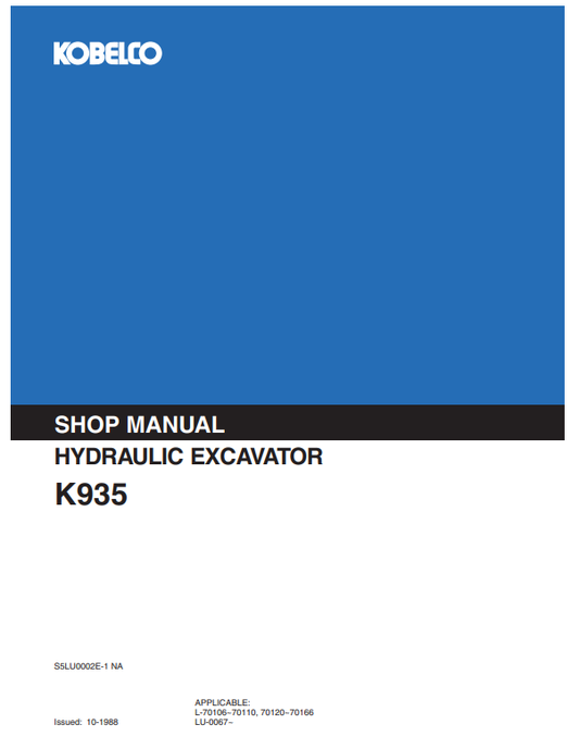 Manual de Reparación Excavadora Kobelco K935